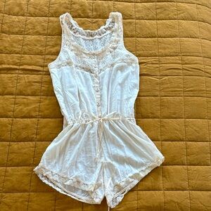 Elegant Lace Trimmed White Romper